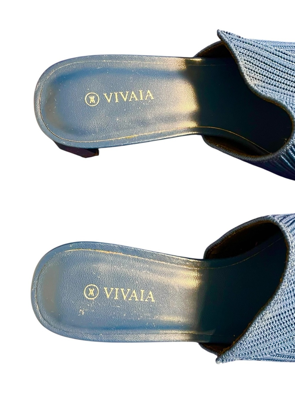 Vivaia Square Toe Block Heel Sandals Kitten Heel Mules Slides 39 Denim Blue US 8 - Picture 11 of 15